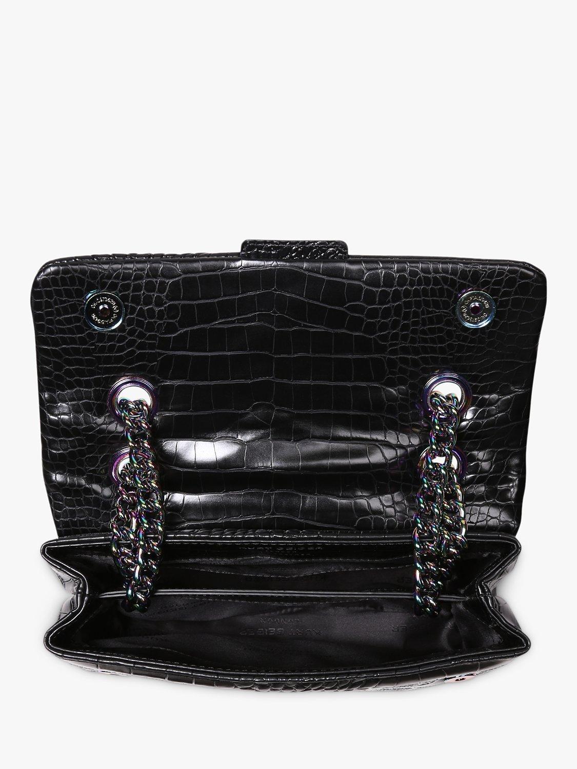 Product image 2 of 4, which shows Kurt Geiger London Kensington Croc Leather Shoulder Bag, Black