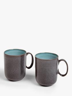 John Lewis Reactive Glaze Stoneware Mugs, 320ml, Set of 2, Blue