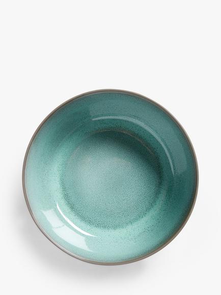 John Lewis Reactive Glaze Stoneware Cereal Bowl, 16.6cm - view 2, Green