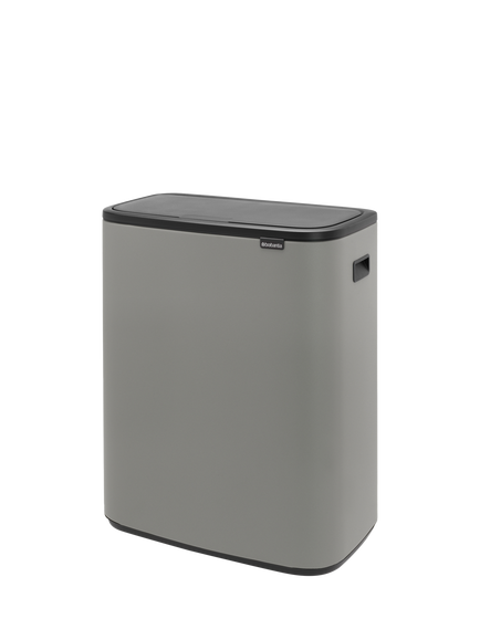 Brabantia Bo Recycling Touch Bin, 2x 30L, Mineral Concrete Grey