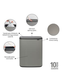 Brabantia Bo Touch Bin, 60L - view 2, Mineral Concrete Grey