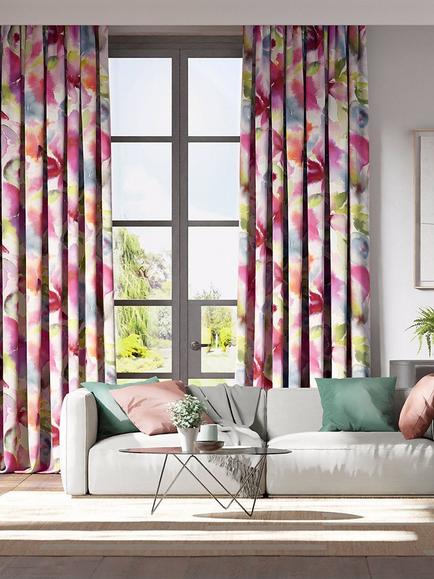 Harlequin Flores Furnishing Fabric - view 2, Fuchsia/Zest/Azure