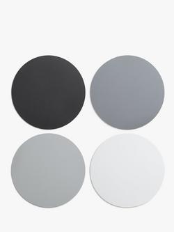 John Lewis Flexible Plastic Round Chopping Mats, Set of 4, Grey, Grey