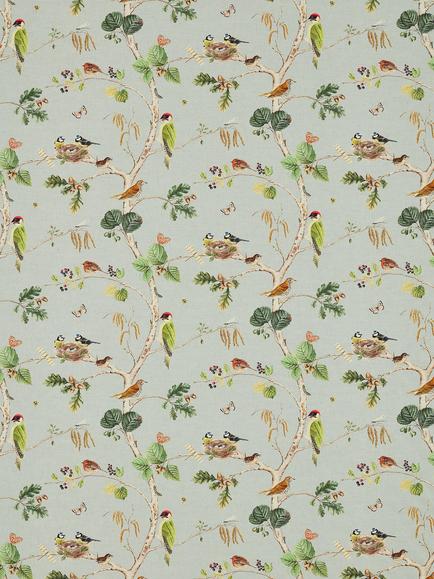 Sanderson Woodland Chorus Furnishing Fabric, Sky Blue/Multi