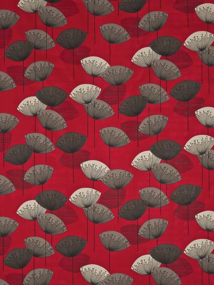 Sanderson Dandelion Clocks Furnishing Fabric, Red