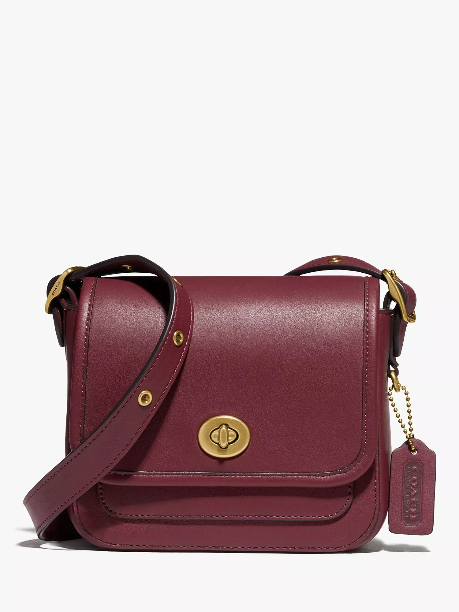 Coach Rambler 16 Leather Cross Body Bag Light Maroon