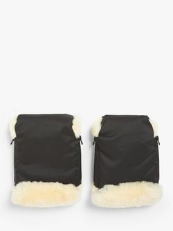 John Lewis Natural Lambskin Lined Mitts, Black, Black