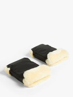 John Lewis Natural Lambskin Lined Mitts, Black - view 2, Black