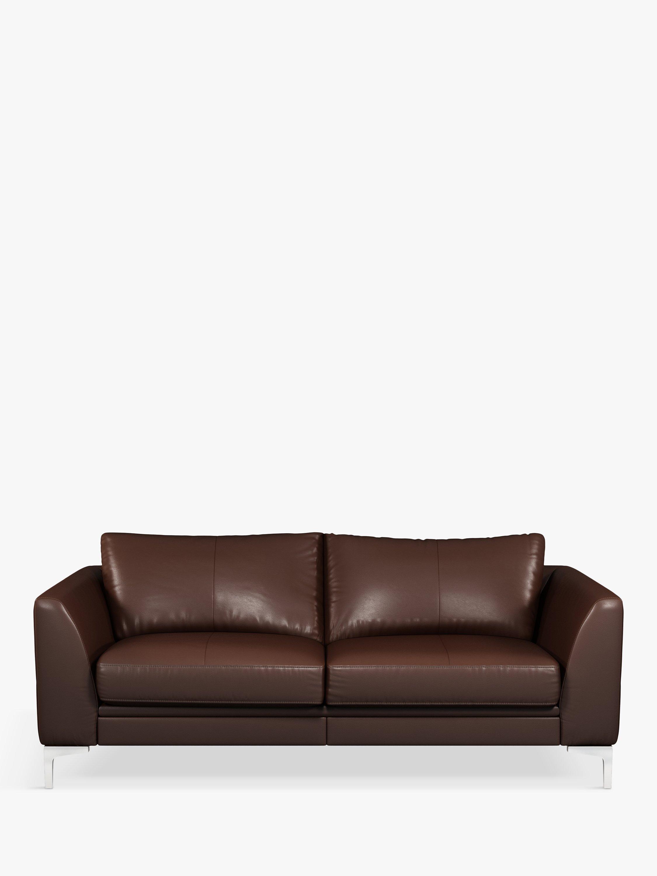 Belgrave Range, John Lewis Belgrave Motion Large 3 Seater Leather Sofa with Footrest Mechanism, Metal Leg, Winchester Chocolate