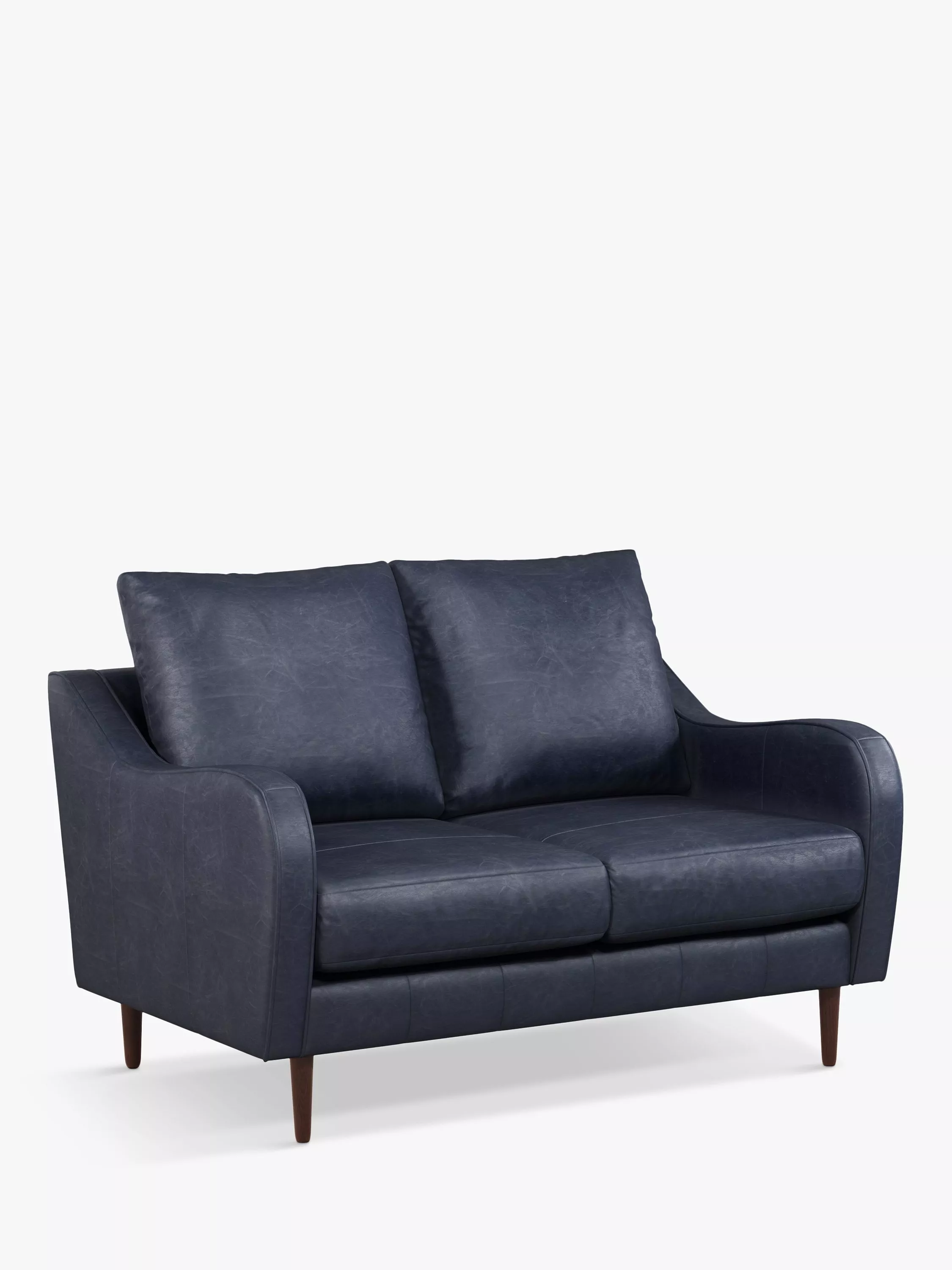 John Lewis & Partners Harp High Back Small 2 Seater Leather Sofa, Dark Leg