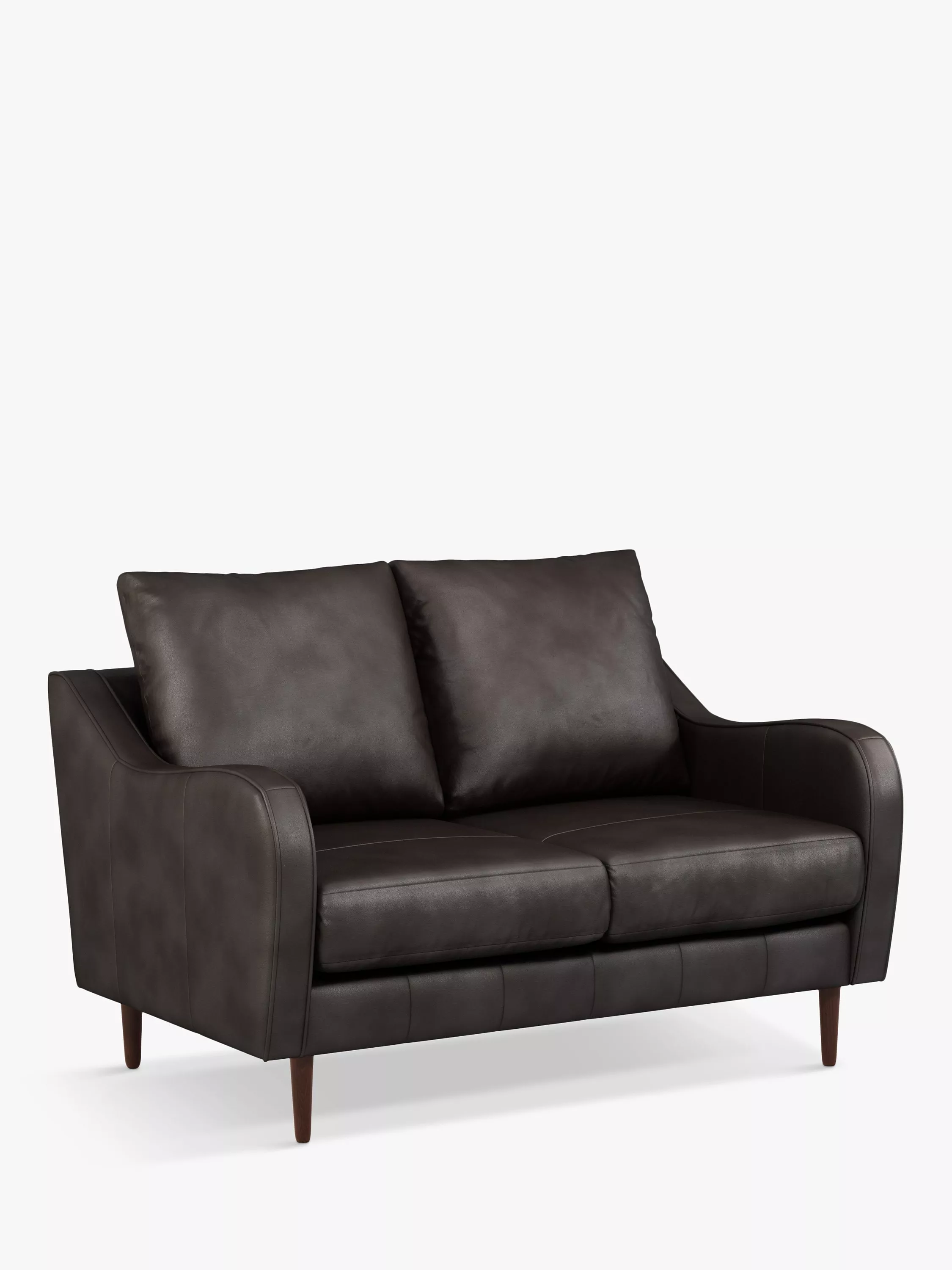 John Lewis & Partners Harp High Back Small 2 Seater Leather Sofa, Dark Leg