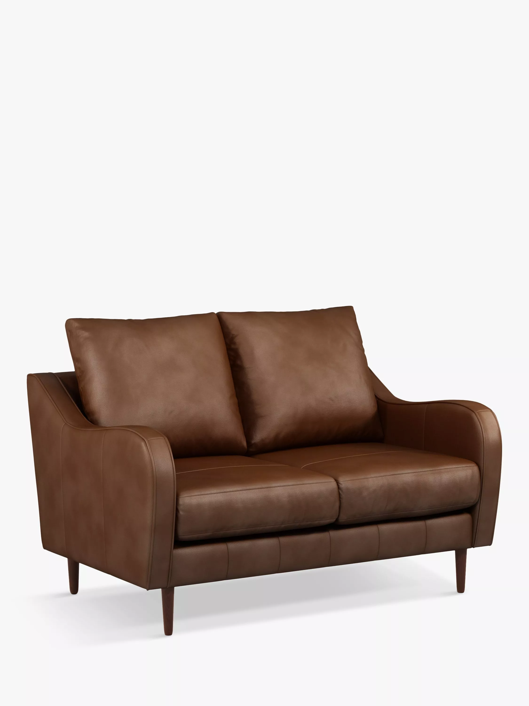 John Lewis & Partners Harp High Back Small 2 Seater Leather Sofa, Dark Leg