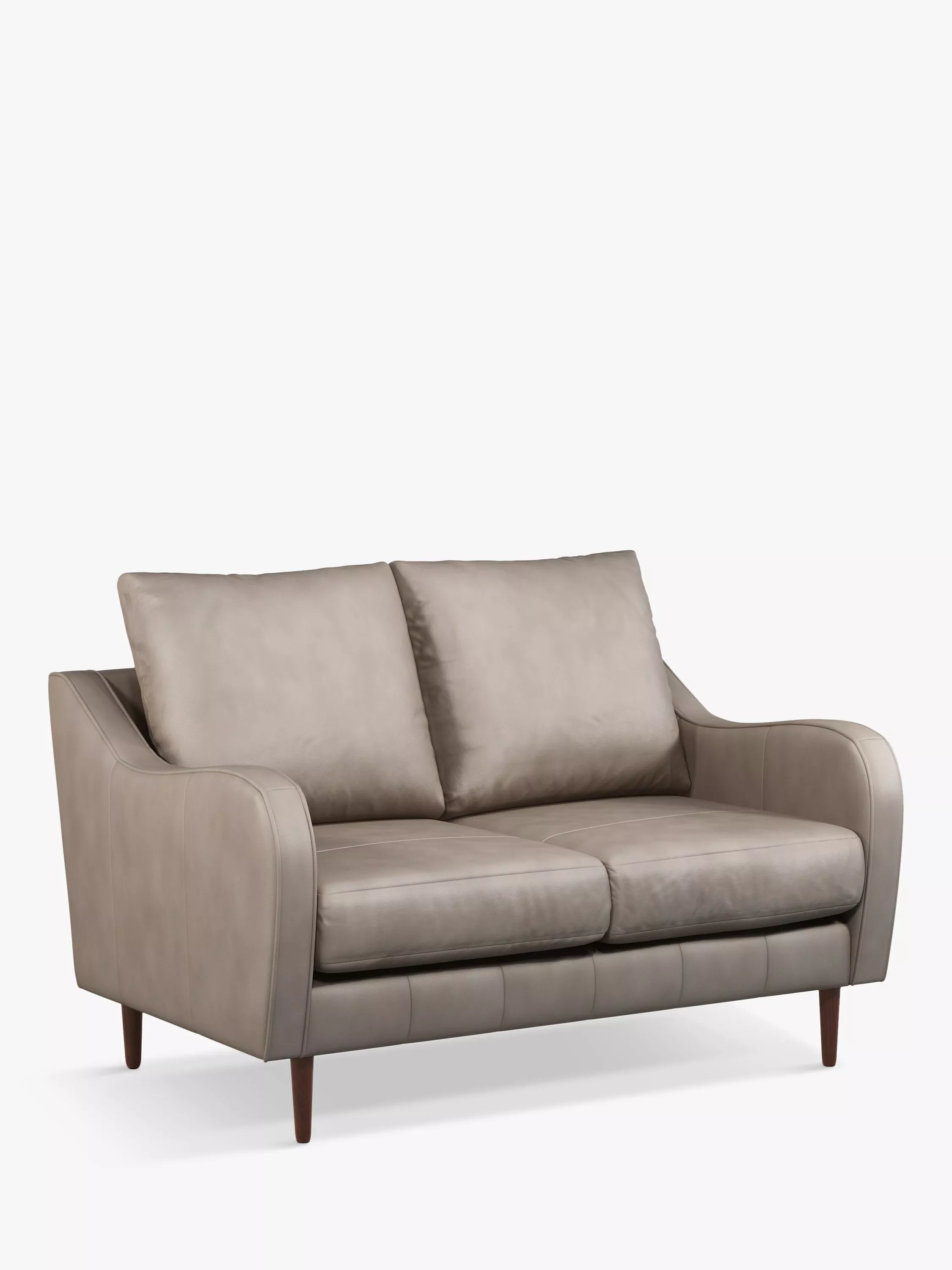 John Lewis & Partners Harp High Back Small 2 Seater Leather Sofa, Dark Leg