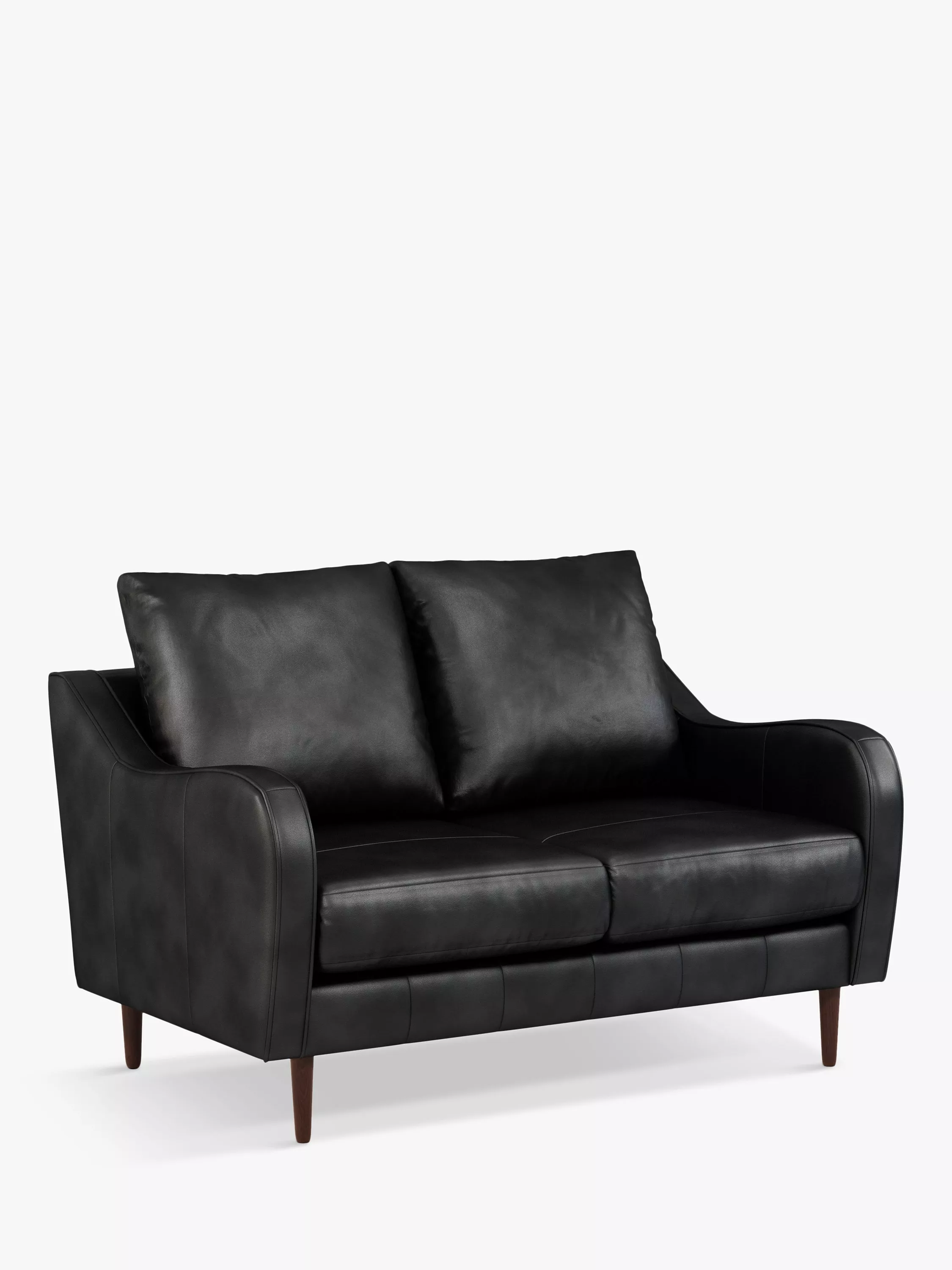John Lewis & Partners Harp High Back Small 2 Seater Leather Sofa, Dark Leg