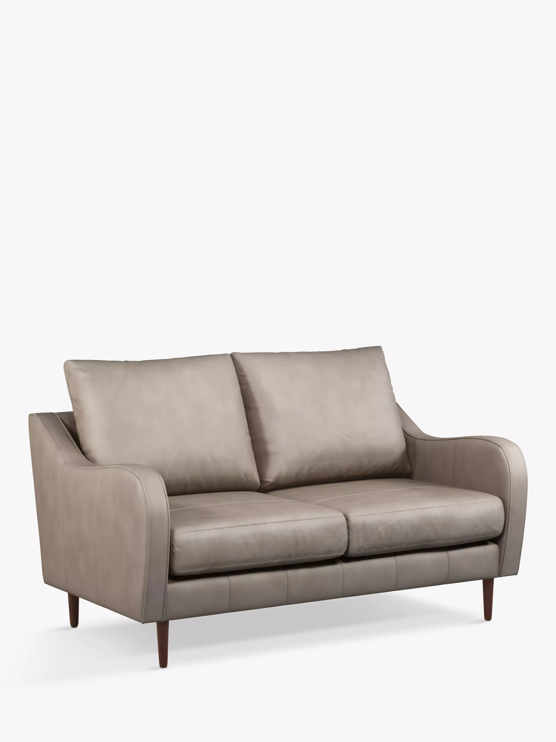John Lewis & Partners Harp High Back Medium 2 Seater Leather Sofa, Dark Leg