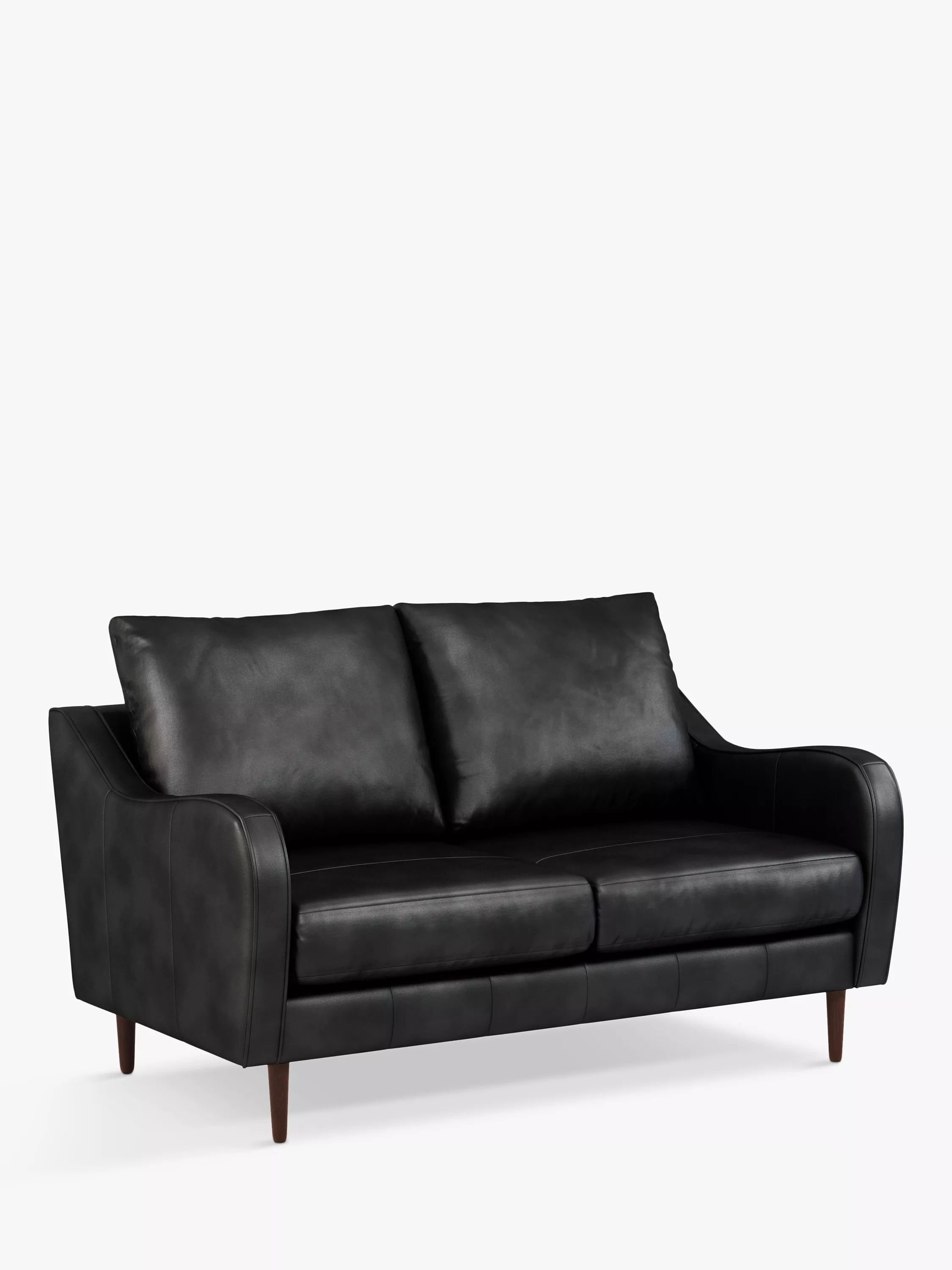 John Lewis & Partners Harp High Back Medium 2 Seater Leather Sofa, Dark Leg