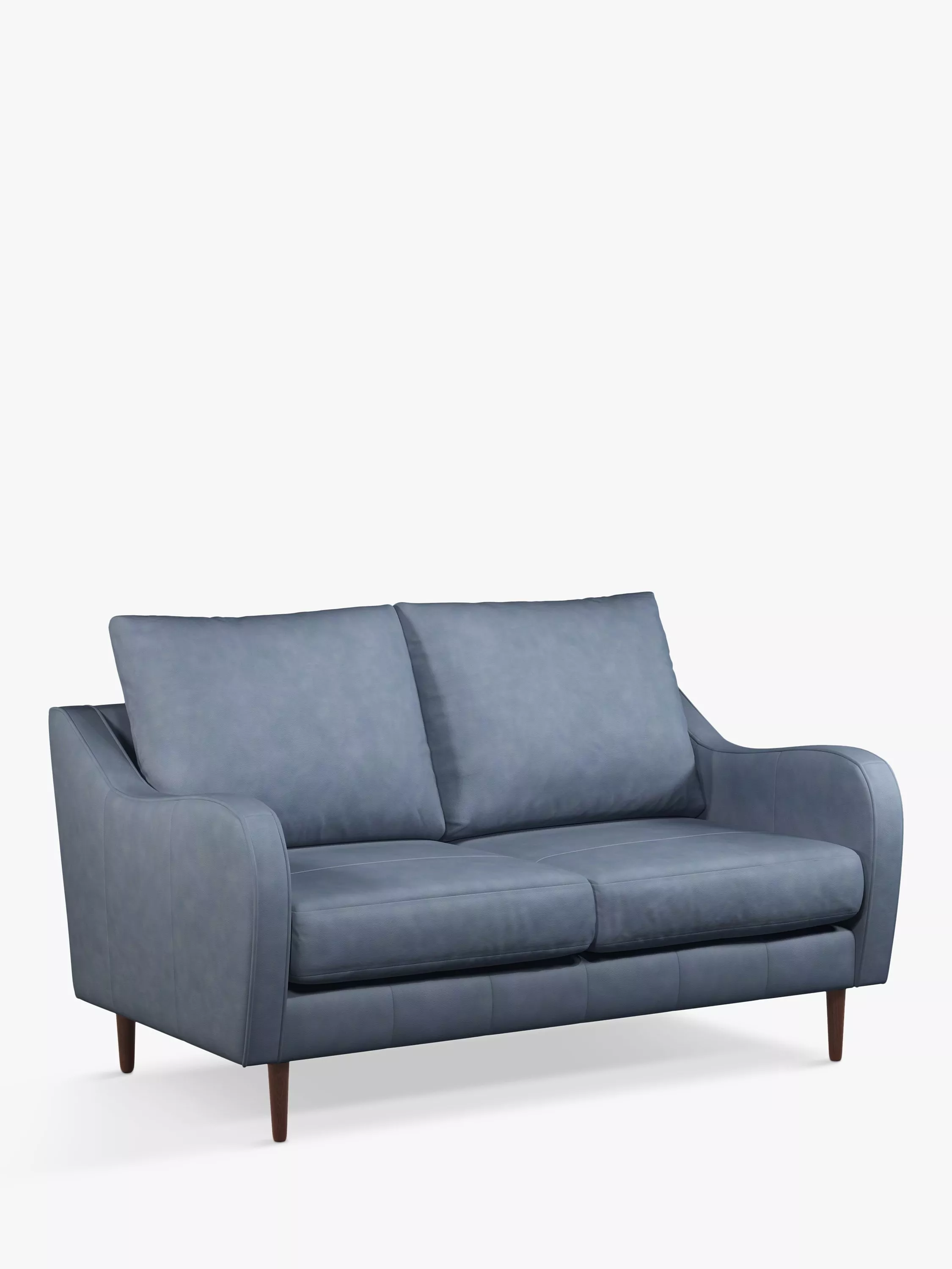 John Lewis & Partners Harp High Back Medium 2 Seater Leather Sofa, Dark Leg