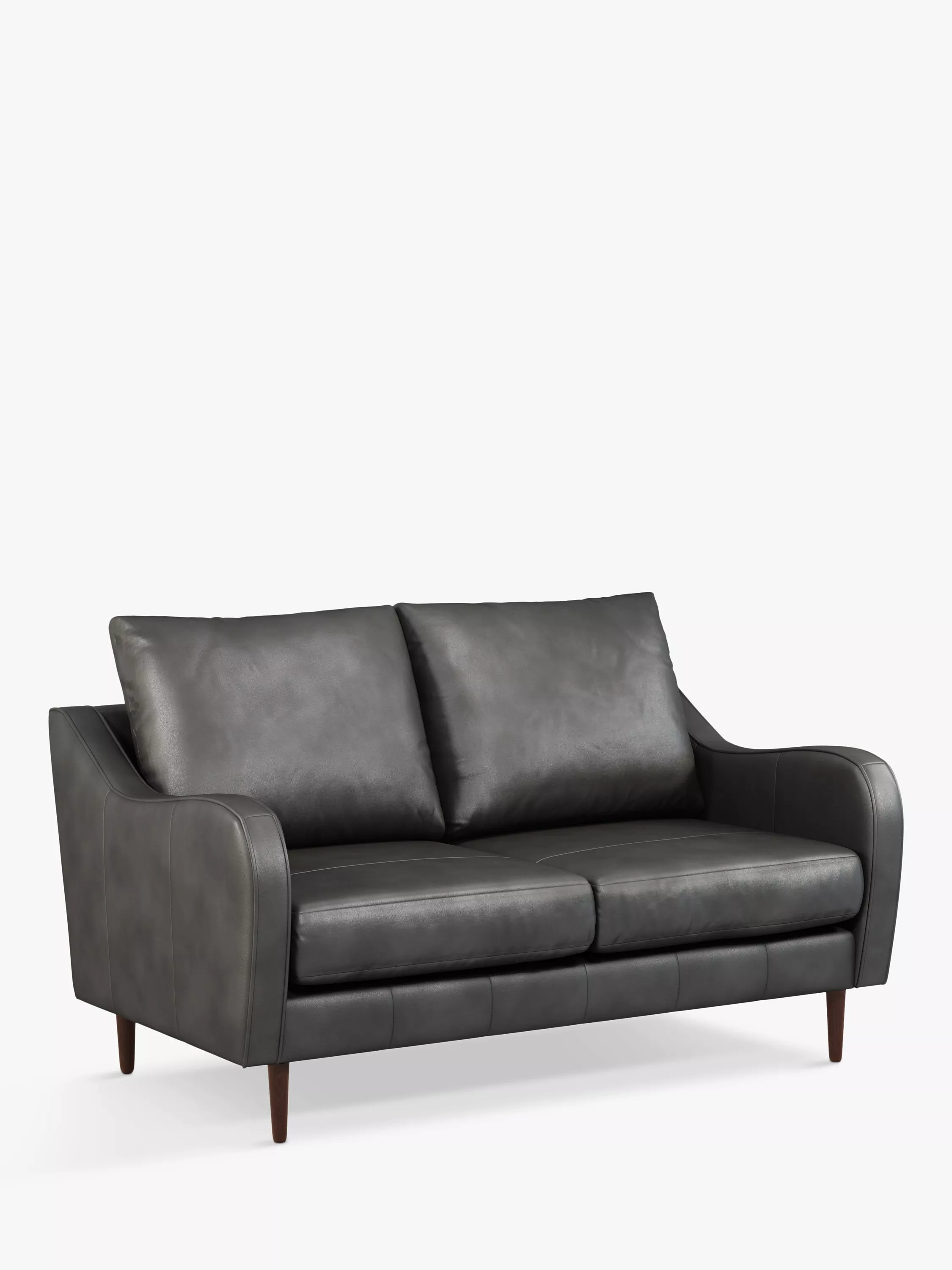 John Lewis & Partners Harp High Back Medium 2 Seater Leather Sofa, Dark Leg