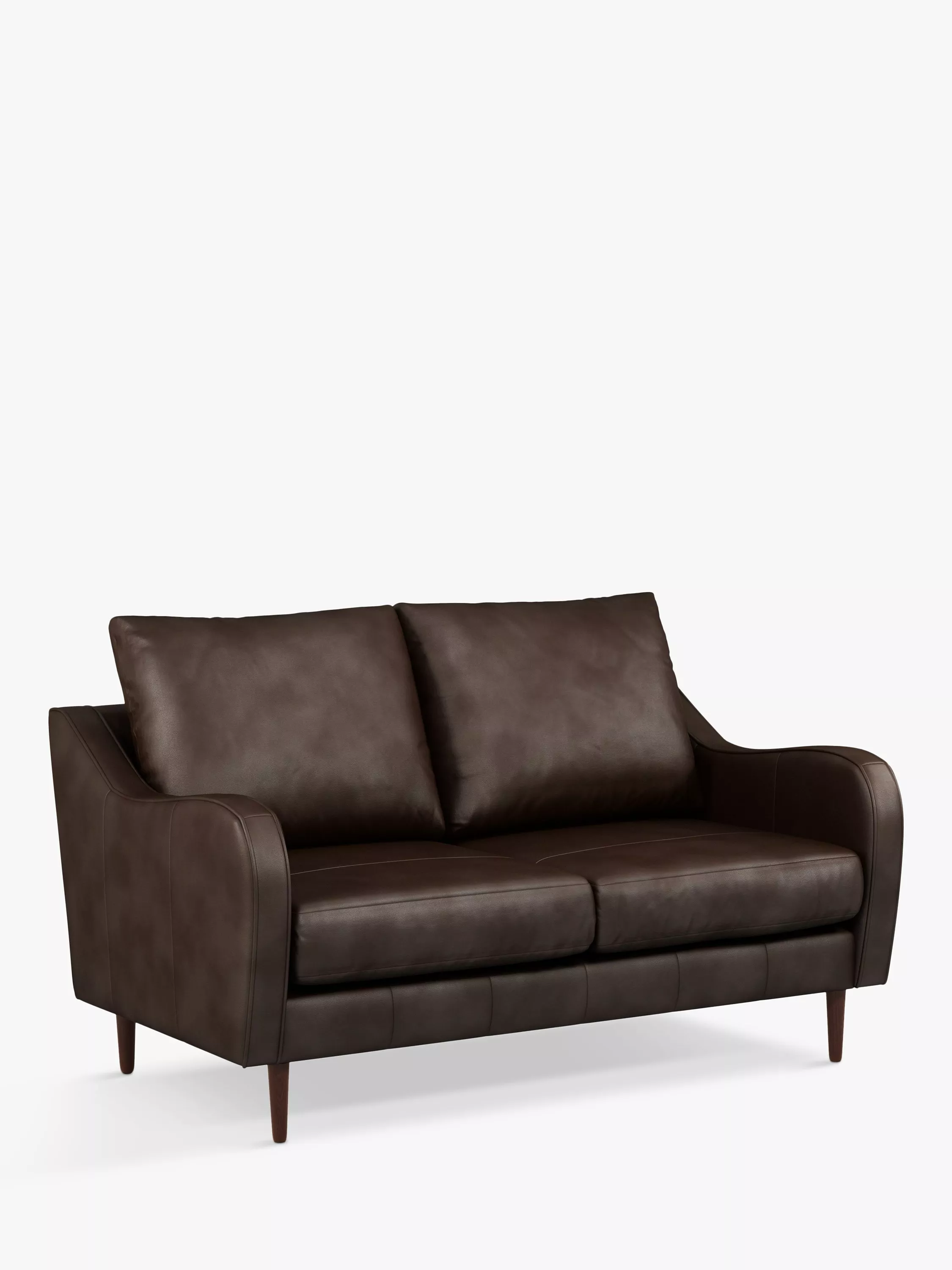 John Lewis & Partners Harp High Back Medium 2 Seater Leather Sofa, Dark Leg