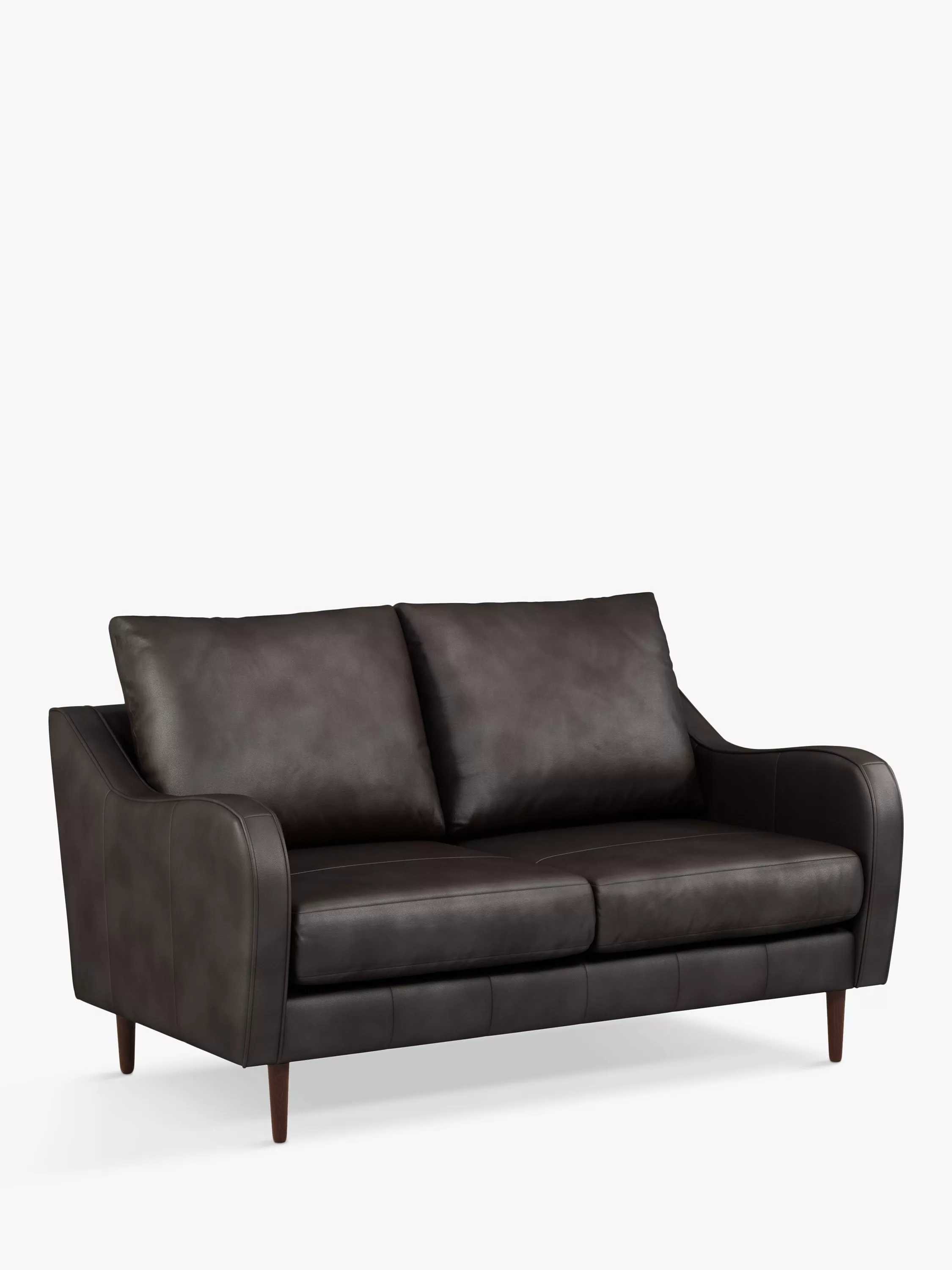 John Lewis & Partners Harp High Back Medium 2 Seater Leather Sofa, Dark Leg