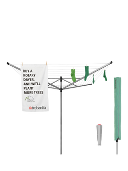 Brabantia Lift-O-Matic Rotary Clothes Outdoor Airer Washing Line with Ground Spike and Cover, 50m, Metallic Grey - view 2, Metallic Grey