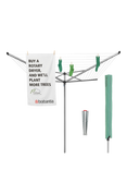 Brabantia Topspinner Rotary Clothes Outdoor Airer Washing Line with Ground Spike and Cover, 50m, Metallic Grey