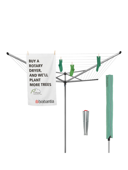 Brabantia Topspinner Rotary Clothes Outdoor Airer Washing Line with Ground Spike and Cover, 50m, Metallic Grey - view 2, Metallic Grey