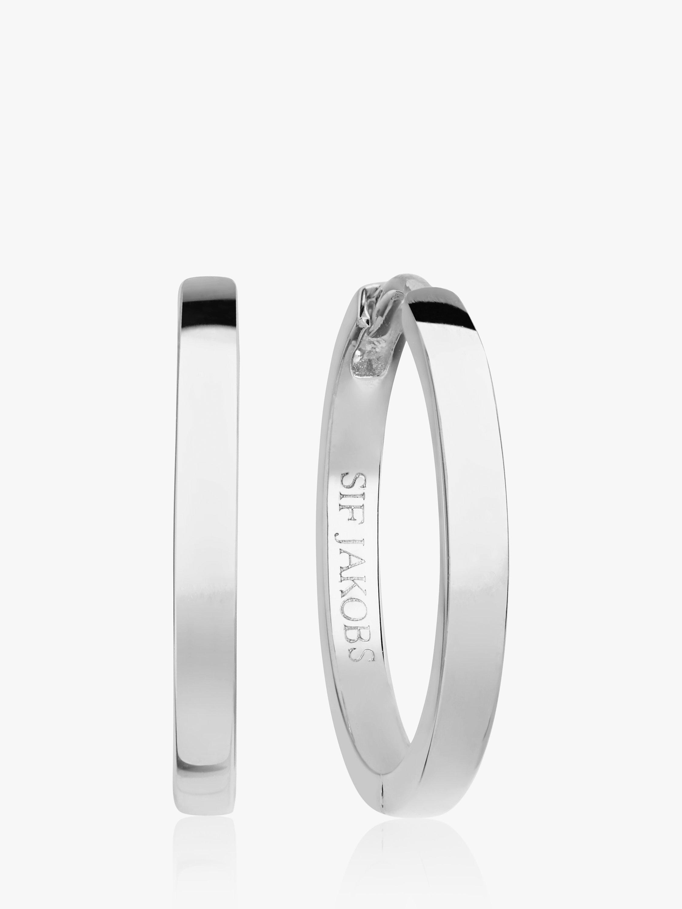 Product image 1 of 1, which shows Sif Jakobs Jewellery Ellera Pianura Large Flat Hoop Earrings, Silver