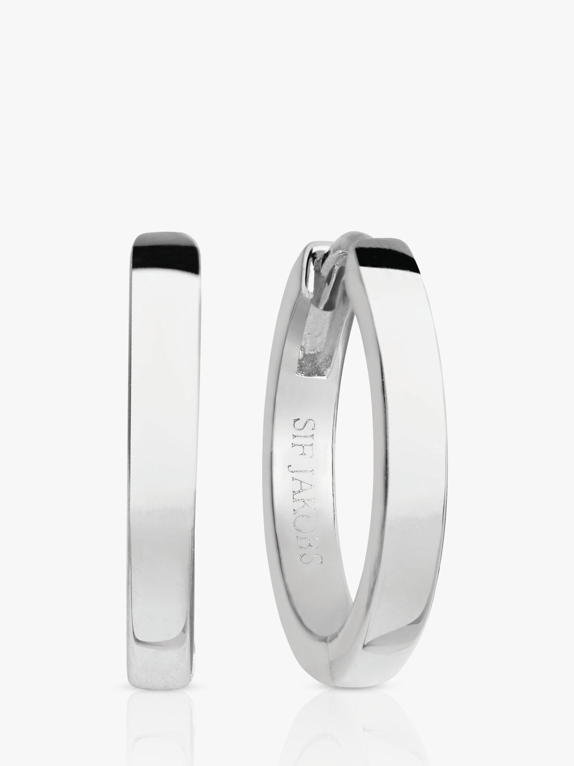 Product image 1 of 1, which shows Sif Jakobs Jewellery Medium Flat Hoop Earrings, Silver