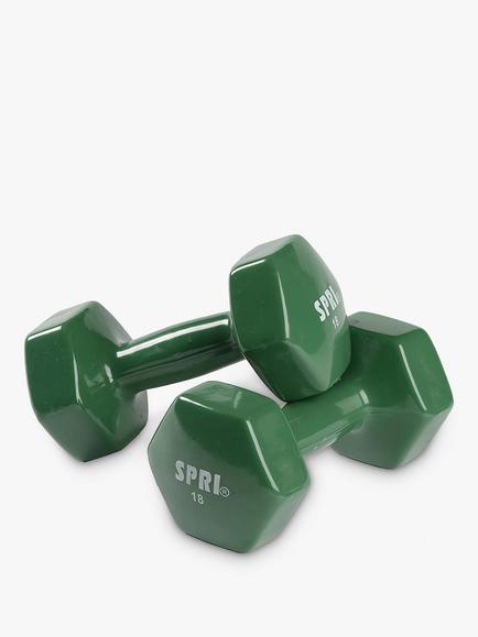 SPRI 8.2kg/18lbs Vinyl Dumbbells, Dark Green