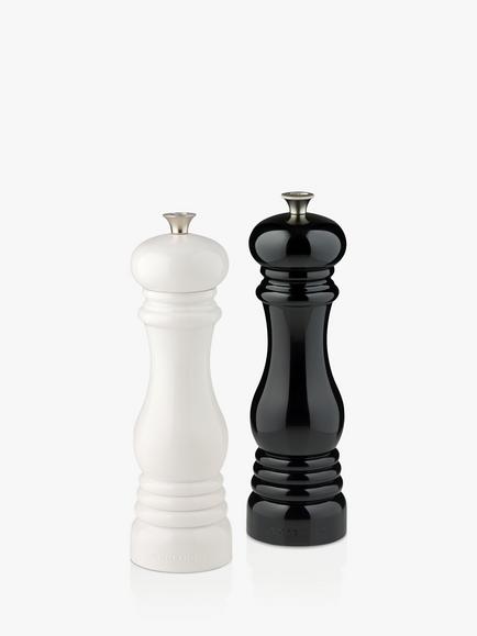 Le Creuset Classic Salt & Pepper Mills, Set of 2, White/Black, White/Black