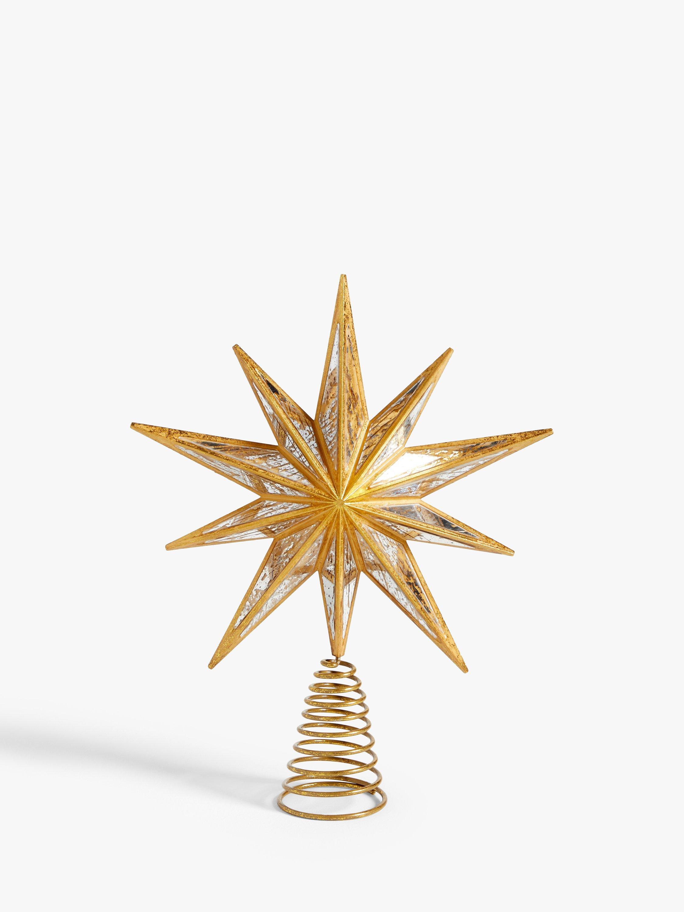 John Lewis & Partners Art Nouveau Star Mirror Tree Topper, Gold
