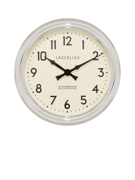 Lascelles Arabic Numeral Analogue Wall Clock, 60cm, Chrome, Chrome