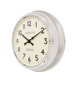 Lascelles Arabic Numeral Analogue Wall Clock, 60cm, Chrome - view 2, Chrome