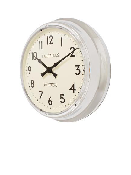 Lascelles Arabic Numeral Analogue Wall Clock, 60cm, Chrome - view 2, Chrome
