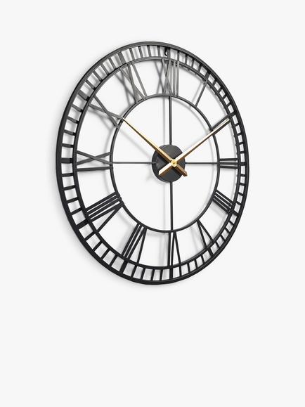 Lascelles Large Roman Numeral Skeleton Wall Clock, 80cm, Black/Gold - view 2, Black/Gold