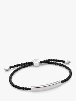 Monica Vinader Men's Linear Friendship Bracelet, Silver/Black, Silver/Black