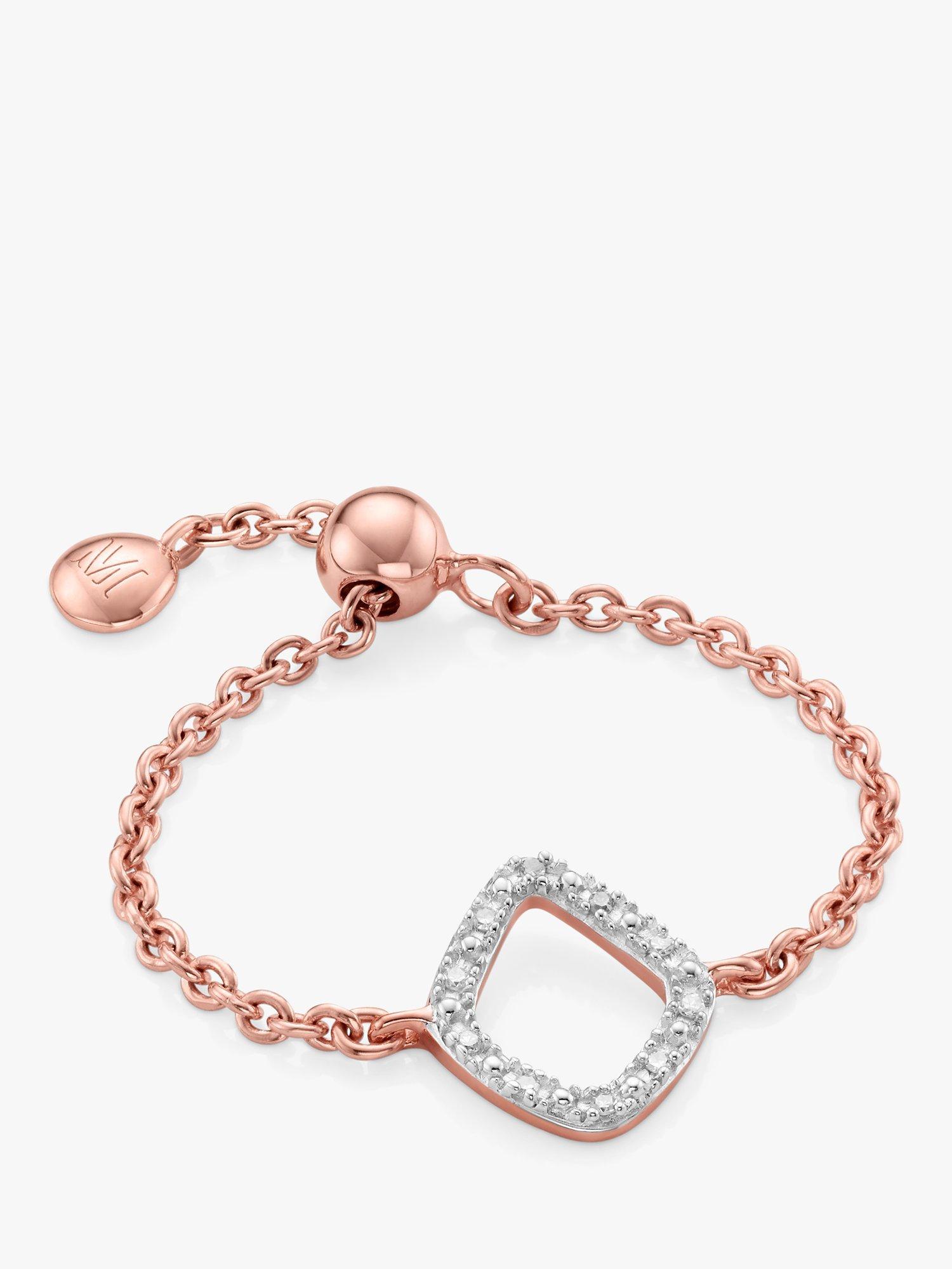 Monica Vinader Riva Mini Kite Adjustable Friendship Diamond Ring, Rose Gold