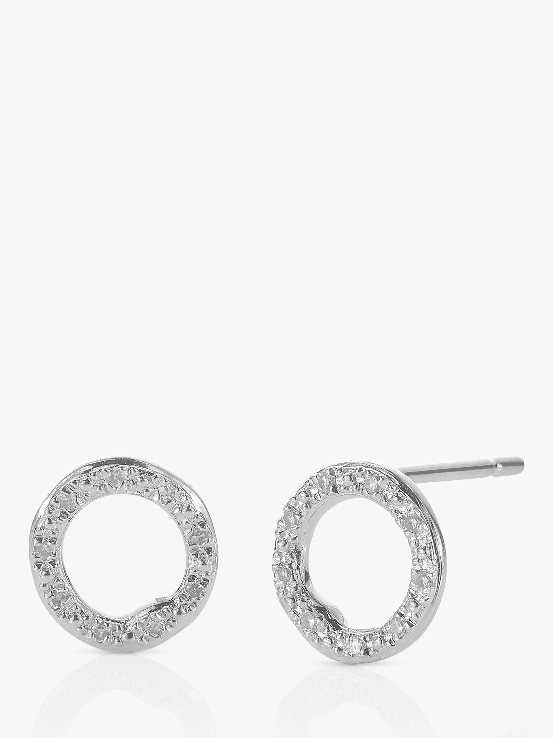 Product image 1 of 5, which shows Monica Vinader Riva Diamond Circle Stud Earrings, Silver