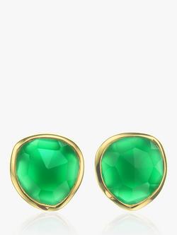 Monica Vinader MV Siren™ Gemstone Stud Earrings, Gold/Green Onyx