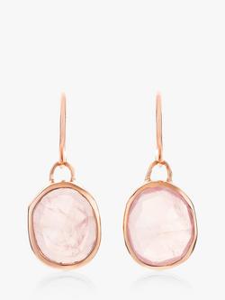 Monica Vinader MV Siren™ Gemstone Wire Earrings, Rose Gold/Pink Quartz