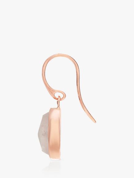 Monica Vinader MV Siren™ Gemstone Wire Earrings - view 2, Rose Gold/Pink Quartz