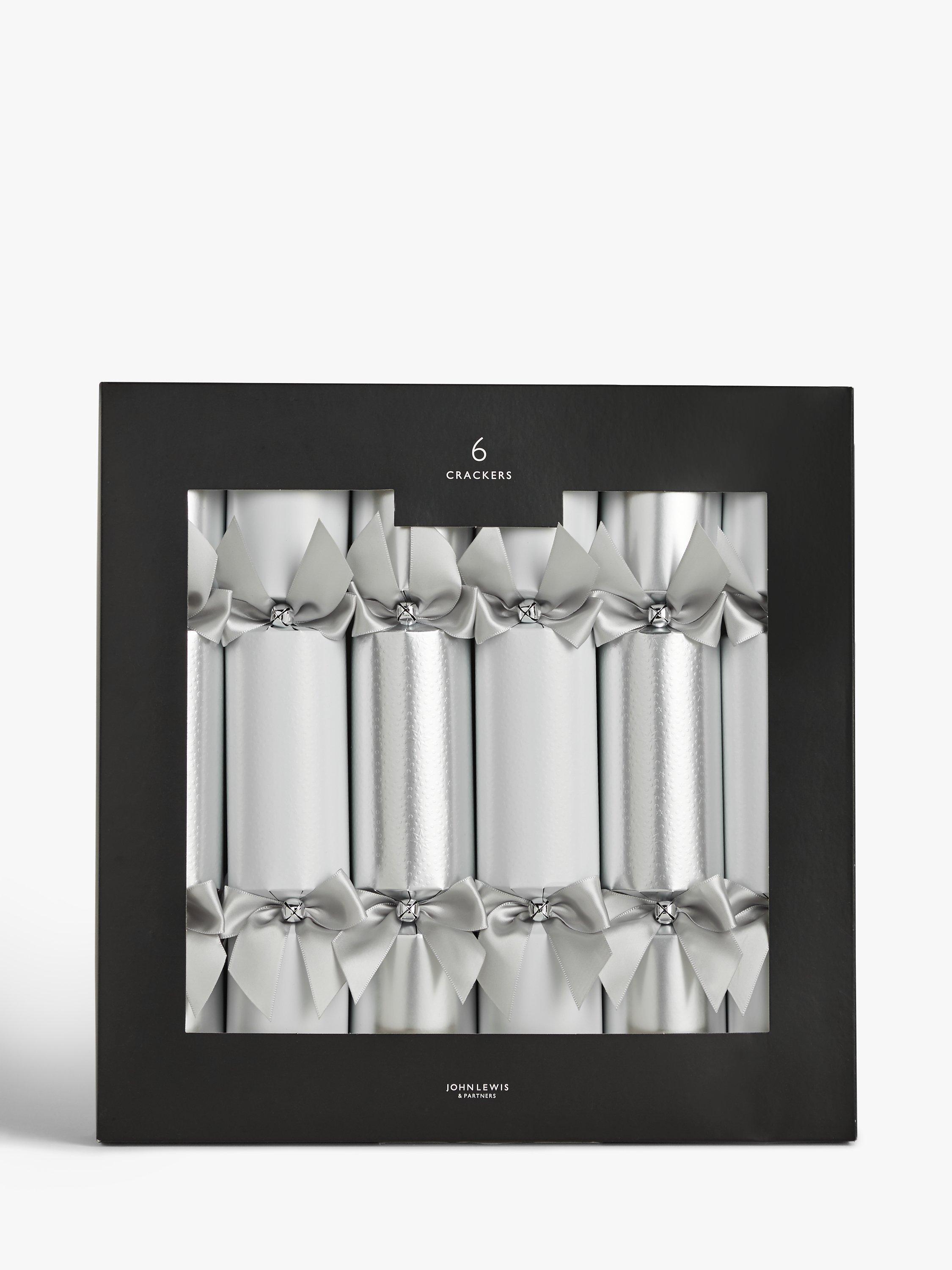 John Lewis & Partners Luxury Christmas Crackers, Pack of 6, Silver