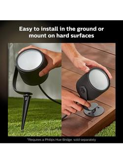 Philips Hue White and Colour Ambiance Lily LED XL Smart Outdoor Spotlight Extension, Black - view 2, 
