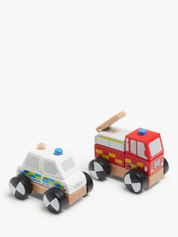 John Lewis Wooden Police & Fire Truck Set, 