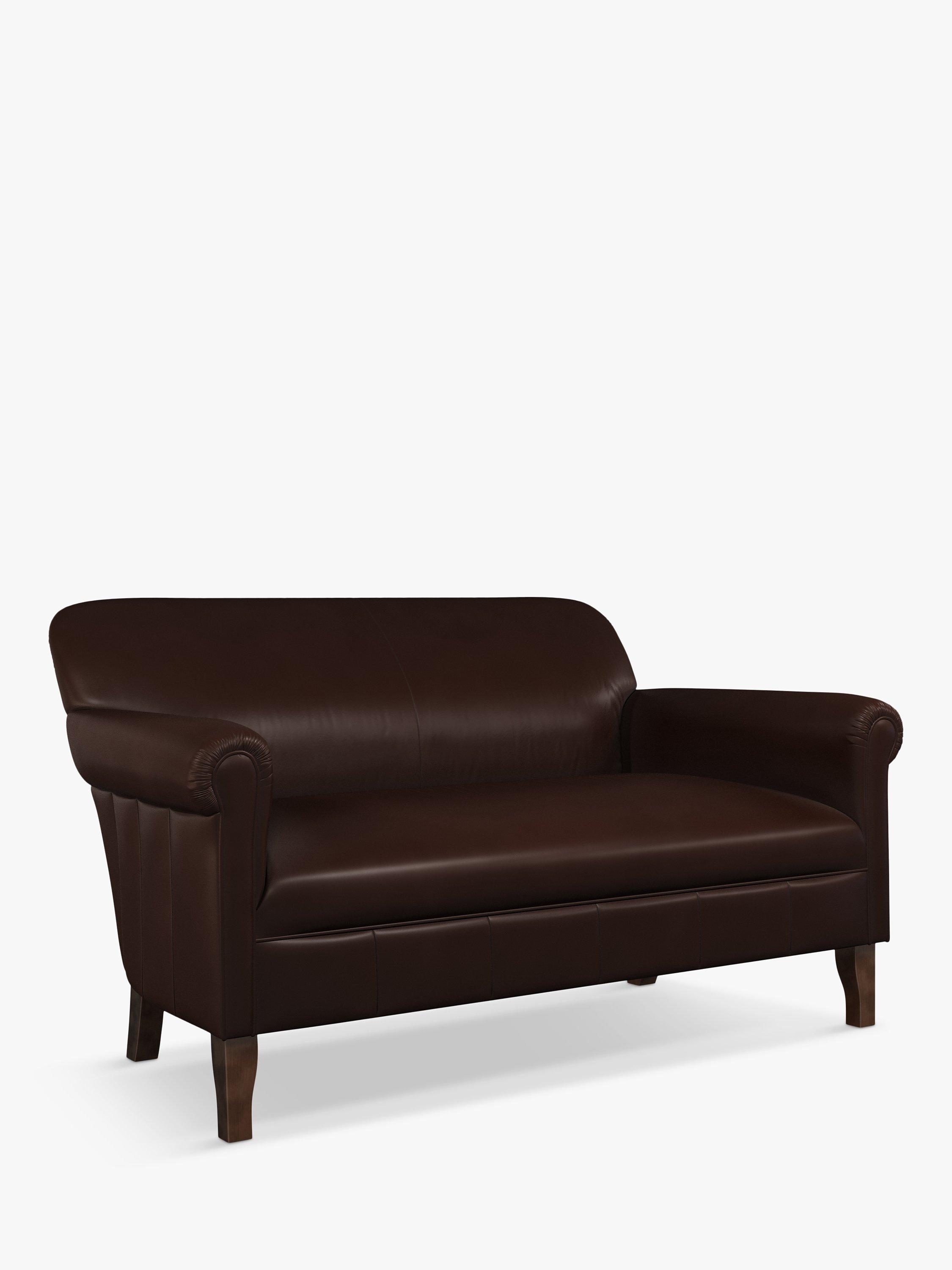 Camford II Range, John Lewis Camford II Petite 2 Seater Leather Sofa, Dark Leg, Picasso Chestnut