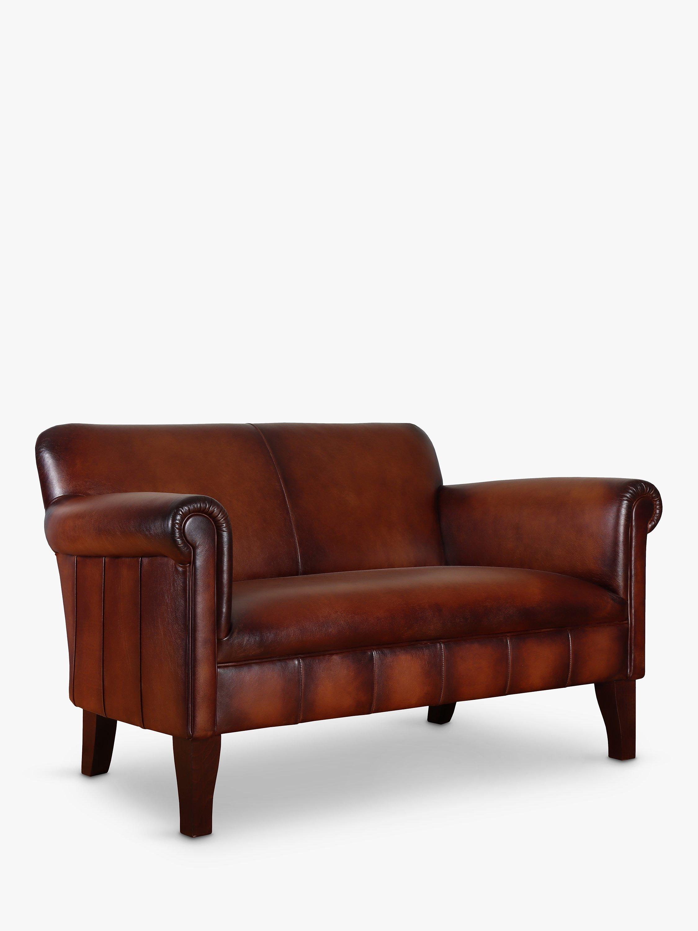 Camford II Range, John Lewis Camford II Petite 2 Seater Leather Sofa, Dark Leg, Hand Antique