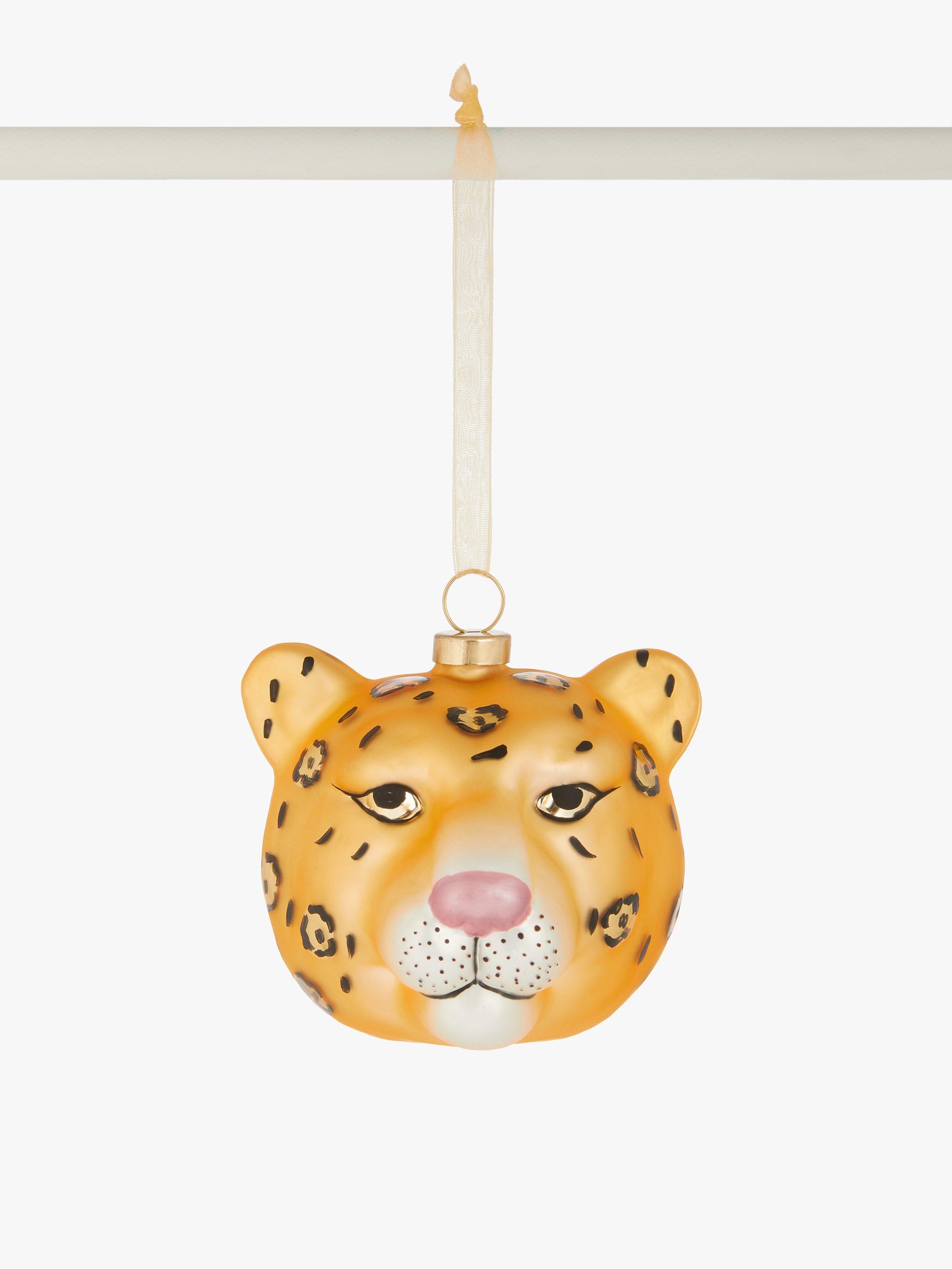 John Lewis & Partners Art Nouveau Leopard Head Bauble, Gold