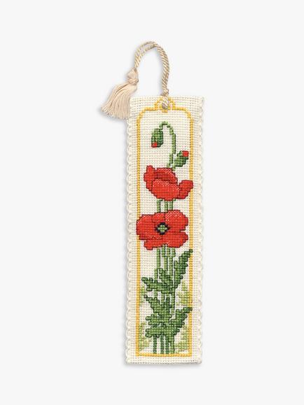Textile Heritage Poppies Bookmark Cross Stitch Kit, Red