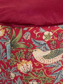 Morris & Co. Strawberry Thief Pouffe, Red / Multi - view 2, Red / Multi